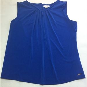 Calvin Klein Pleated Neck Sleeveless Blouse (2X)
